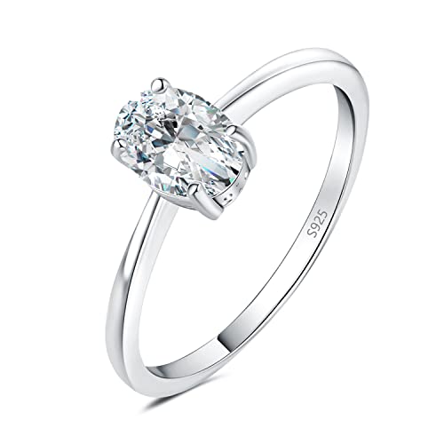 JewelryPalace Klassisch Ovalschliff 1ct Moissanite Solitär Promise Ring Damen, Schmuck Set, Verlobungsring Damenring Silber 925 mit Stein für Frauen, Simulierte Diamant Jubiläum Eheringe Silberring 51 von JewelryPalace