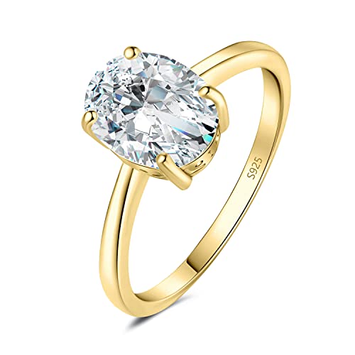 JewelryPalace Klassisch Ovalschliff 2ct Moissanite Solitär Promise Ring Damen, Schmuck Set, Verlobungsring Damenring Silber 925 mit Stein für Frauen, Simulierte Diamant Jubiläum Eheringe Vergoldet 49 von JewelryPalace