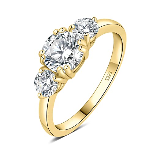 JewelryPalace Klassisch Rund 1.4ct Zirkonia Solitär Promise Ring Damen, Schmuck Set, Verlobungsring Damenring Silber 925 mit Stein für Frauen, Simulierte Diamant Jubiläum Eheringe Vergoldet 54 von JewelryPalace