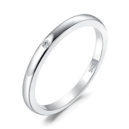 JewelryPalace Klassisch Solitär Zirkonia Band Ring Damen,Silberringe Hochzeitsringe Damenring Silber 925 Trauringe Eheringe für Frauen, Vorsteckring Stapelring Bandring Schmal, Ringe Set Schmuck 49 von JewelryPalace