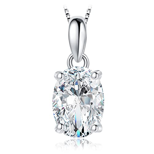 JewelryPalace Ovalschliff 2ct Zirkonia Solitär Kette Anhänger, Braut Simulierter Diamant Schmuck Set, Halskette Damen Silber 925 Collier Damen mit Stein, Schmuck Mädchen Geschenk für Frauen 45CM von JewelryPalace