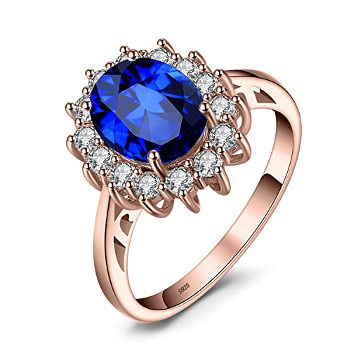 JewelryPalace Prinzessin Diana Kate Middleton 3.2ct Erstellt Saphir Ringe Rosegold, Verlobungsring Eheringe Promise Verlobung Ring Silber 925 Damen, Silberringe Antragsring Ringe, Damen Schmuck 50 von JewelryPalace