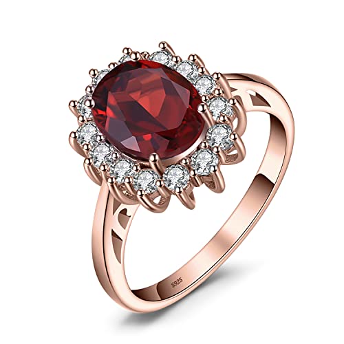 JewelryPalace Prinzessin Diana Kate Middleton Edelstein Echt Garnet Ringe Rosegold, Verlobungsring Eheringe Promise Verlobung Ring Silber 925 Damen, Silberringe Antragsring Ringe, Damen Schmuck 62 von JewelryPalace