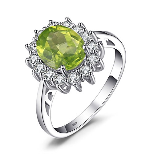 JewelryPalace Prinzessin Diana Kate Middleton Grün Edelstein Echt Peridot Ringe, Verlobungsring Eheringe Promise Verlobung Ring Silber 925 Damen, Silberringe Antragsring Ringe, Damen Schmuck 54 von JewelryPalace