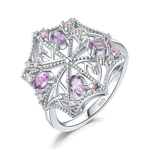 JewelryPalace Regenschirm Ovalschliff 2ct Echt Lavendel Lila Amethyst Ring Damen, Ring mit Schleife Schmuck Set, Verlobungsringe Silber 925 Ring Promise für Frauen, Schmuck Mädchen mit Naturstein 59 von JewelryPalace