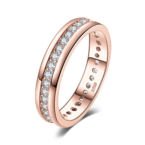 JewelryPalace Ringe Frauen Eheringe Ring Silber 925 Damen, Zirkonia Silberringe Trauringe Vorsteckring Hochzeitsringe Antragsring Memoirering Ewigkeitsring Ringe Set, Damen Schmuck Rosegold 49 von JewelryPalace