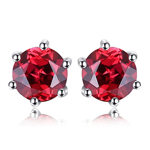 JewelryPalace Rundschliff 1.3ct Echt Granat Ohrstecker Silber 925 Damen, Naturstein Schmuck Set Rot, Ohrringe Silber Edelstein Mädchen, Ohrstecker Silber Klein mit Stein Frauen Geschenk von JewelryPalace