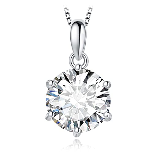 JewelryPalace Rundschliff 3ct Zirkonia Solitär Kette Anhänger, Simulierter Diamant Braut Schmuck Set, Halskette Damen Silber 925 Collier Damen mit Stein, Schmuck Mädchen Geschenk für Frauen 45CM von JewelryPalace