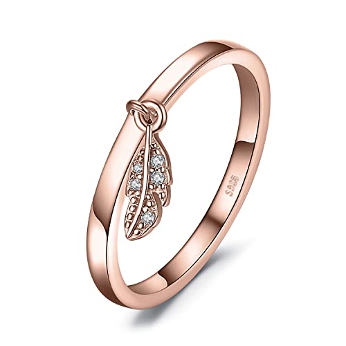 JewelryPalace Verlobungsring Eheringe Ring Silber 925 Damen, Zirkonia Silberringe Trauringe Damenring Vorsteckring Hochzeitsringe Memoirering Ewigkeitsring Band Ringe Set, Damen Schmuck Rosegold 49 von JewelryPalace