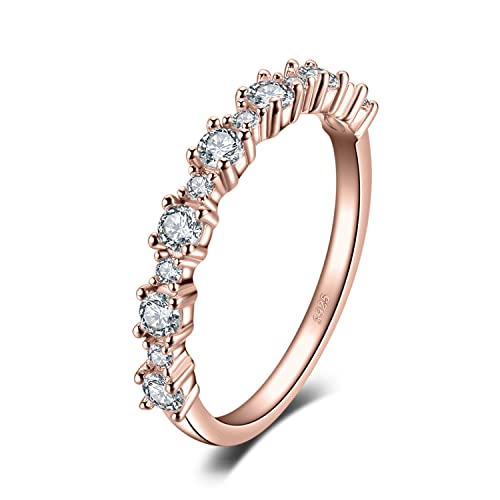 JewelryPalace Verlobungsring Eheringe Ring Silber 925 Damen, Zirkonia Trauringe Damenring Vorsteckring Hochzeitsringe Antragsring Memoirering Ewigkeitsring Band Ringe Set, Damen Schmuck Rosegold 48 von JewelryPalace