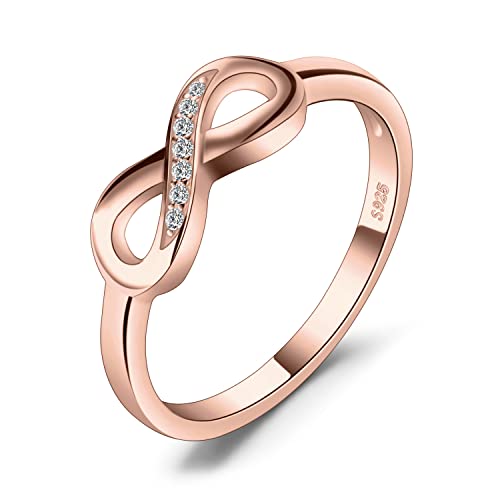 JewelryPalace Wickelring Infinity Verlobungsring Unendlichkeit Promise Eheringe Ring Silber 925 Damen, Zirkonia Silberringe Trauringe Hochzeitsringe Antragsring Ringe, Damen Schmuck Rosegold 59 von JewelryPalace