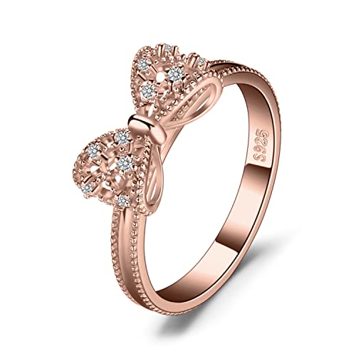 JewelryPalace Wickelring Schleife Verlobungsring Unendlichkeit Promise Eheringe Ring Silber 925 Damen, Zirkonia Silberringe Trauringe Hochzeitsringe Antragsring Ringe, Damen Schmuck Rosegold 48 von JewelryPalace