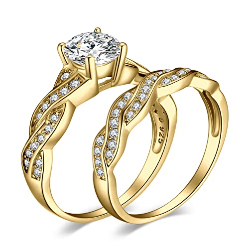 JewelryPalace Wickelring Unendlichkeit Verlobungsring Paar Eheringe Ring Silber 925 Damen, Zirkonia Trauringe Damenring Hochzeitsringe Antragsring Memoirering Ringe Set, Damen Schmuck Vergoldet 49 von JewelryPalace