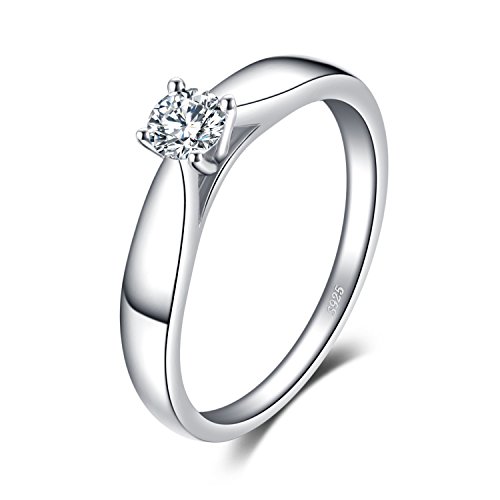 JewelryPalace Zirkonia Verlobungsring Eheringe Promise Ring Silber 925 Damen, Solitär Silberringe Trauringe Damenring Hochzeitsringe Antragsring Entouragering Ringe, Damen Schmuck Vergoldet 50 von JewelryPalace