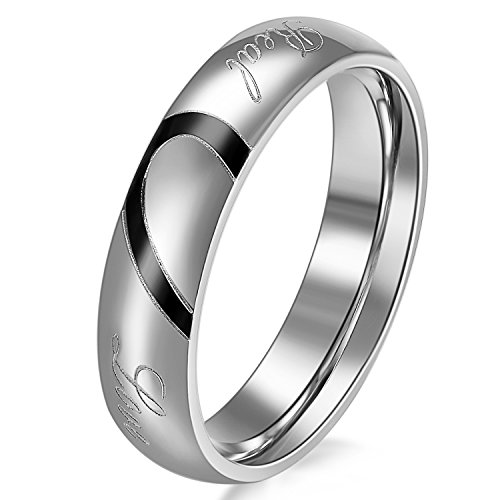 JewelryWe Schmuck Partnerringe, Freundschaftsringe, Edelstahl, Herz, Herren-Ring, Schwarz Silber, Größe 47 - mit Geschenk Tüte JewelryWe Schmuck Partnerringe, Freundschaftsringe, Edelstahl, Herz, Herren-Ring, Schwarz Silber, Größe 47 - mit Geschenk Tüte von JewelryWe