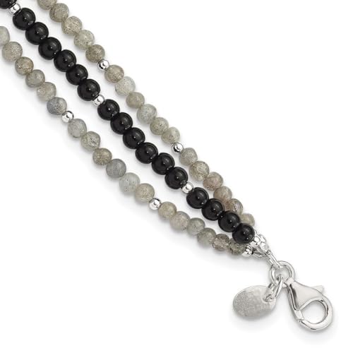 10 mm 925er Sterlingsilber, Achat, Labradorit, Quarz, 3 Stränge, 2,5 cm, Verlängerungsarmband, Schmuck für Damen, 20 cm, Achat von JewelryWeb