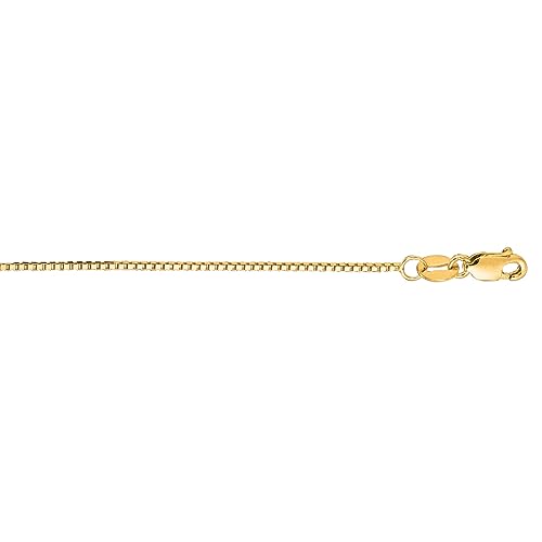 14 Karat Gelbgold, 0,8 mm, glänzend, klassische Kastenkette mit Karabinerverschluss, Schmuck für Damen, 56 cm, One Size, Gold Metall Gelbgold, Kein Edelstein von JewelryWeb