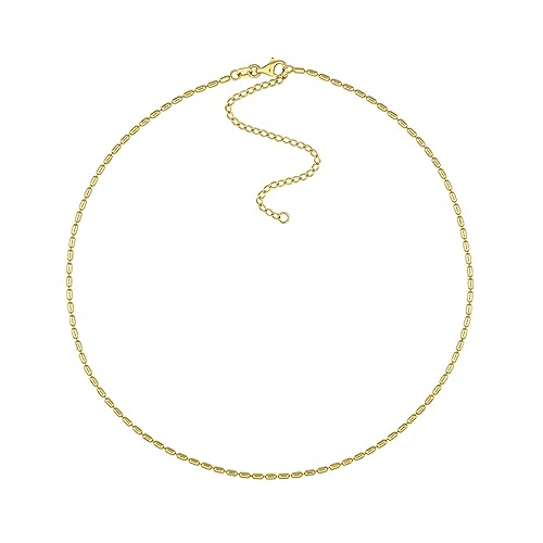 14 Karat Gelbgold, 1,5 mm lange Perlen, verstellbarer Choker, Karabinerverschluss, Schloss, Halskette, Schmuck für Damen, 41 cm, One Size, Gold Metall Gelbgold, Kein Edelstein von JewelryWeb