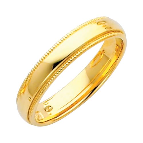 14 Karat Gelbgold, 4 mm, traditionell, bequeme Passform, Milligrain-Ehering, USA-Größe 7, Schmuck für Damen, One Size, Metall Gelbgold Goldfarben Metall: Gelbgold, Kein Edelstein von JewelryWeb