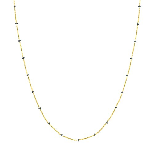 14 Karat Gelbgold, graue Emaille-Perlen, verstellbare Saturn-Kette, Schmuck für Damen, 46 cm, One Size, Gold Metall Emaille Goldfarben Metall, Kein Edelstein von JewelryWeb