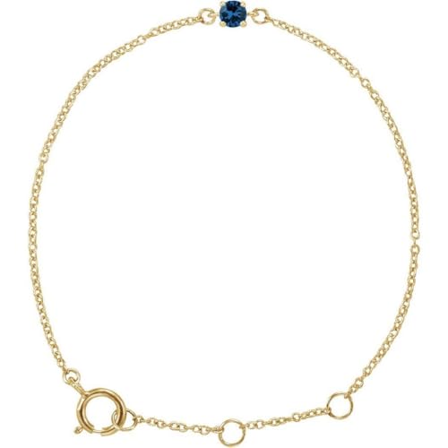 14 Karat Gelbgold, künstlicher blauer Saphir, 11,4 cm, poliert, Jugendarmband, Schmuck für Damen, 1 cm, Blauer Saphir von JewelryWeb