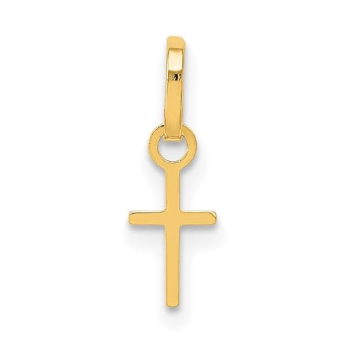 14 Karat Gelbgold, massiv, poliert, religiöser Glaube, Kreuz-Anhänger, Halskette, Maße: 7 x 4 mm, Schmuck für Damen, One Size, Metall Gelbgold Goldfarben Aus Metall Gelbgold, Kein Edelstein von JewelryWeb