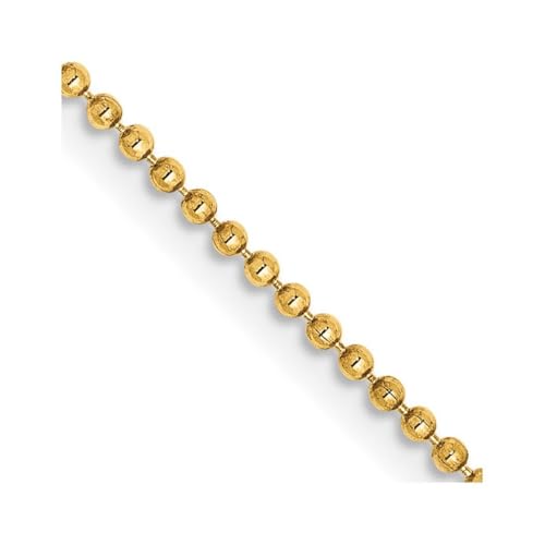 14 Karat Gelbgold, massive, hohle Perlen, Karabinerverschluss, 1,2 mm, glitzernder Schnitt, Baby-Kugelkette, Schmuck für Damen, 51 cm, One Size, Gold Metall Gelbgold, Kein Edelstein von JewelryWeb