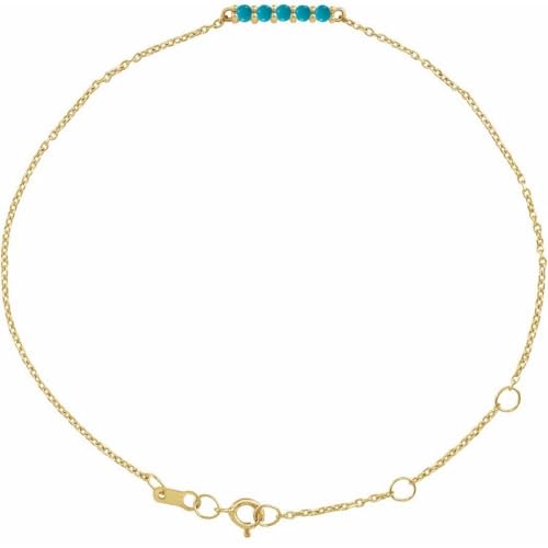 14 Karat Gelbgold, natürlicher Türkis, 15,67 x 2,32 mm, poliert, minimalistischer Cabochon-BH, Schmuck für Damen, 1 cm, Türkis von JewelryWeb