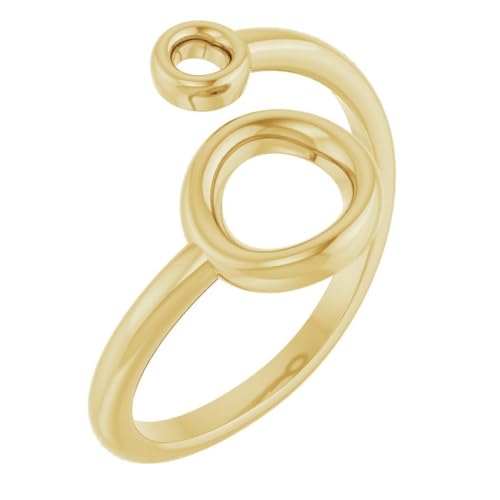 14 Karat Gelbgold, poliert, Doppelkreis, Bypass-Ring, US-Größe 6,5, Schmuck für Damen, One Size, Metall Gelbgold Goldfarben Metall: Gelbgold, Kein Edelstein von JewelryWeb