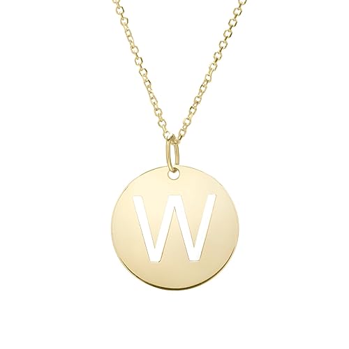 14 Karat Gelbgold, polierter Buchstaben-Name, personalisiertes Monogramm, Initiale mit Halskette mit Karabinerverschluss, Schmuck für Damen, 46 cm, One Size, Gold Metall Gelbgold, Kein Edelstein von JewelryWeb