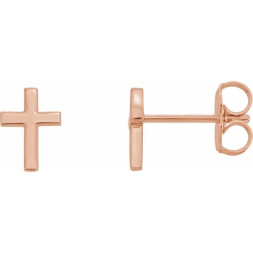 14 Karat Roségold, poliert, religiöser Glaube, Kreuz-Ohrringe, Schmuck für Frauen, One Size, Metall Roségold Goldfarben Metall Rotgold, Kein Edelstein von JewelryWeb