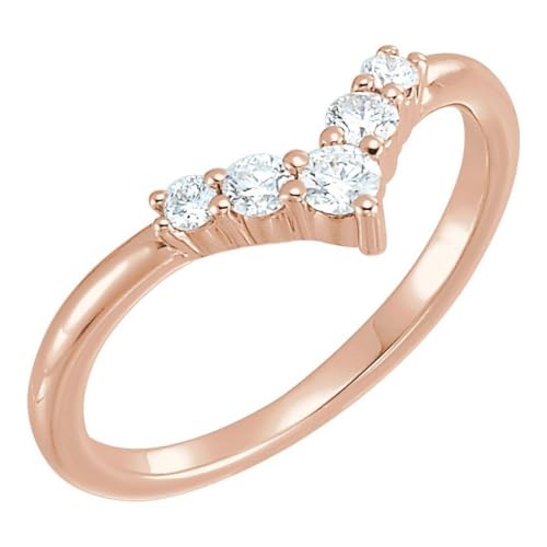 14 Karat Rotgold, poliert, 0,25 Dwt Diamant, abgestufter V-Ring, US-Größe 6,5, Schmuck für Damen, One Size, Diamanten Edelstein Goldfarben, Diamant von JewelryWeb