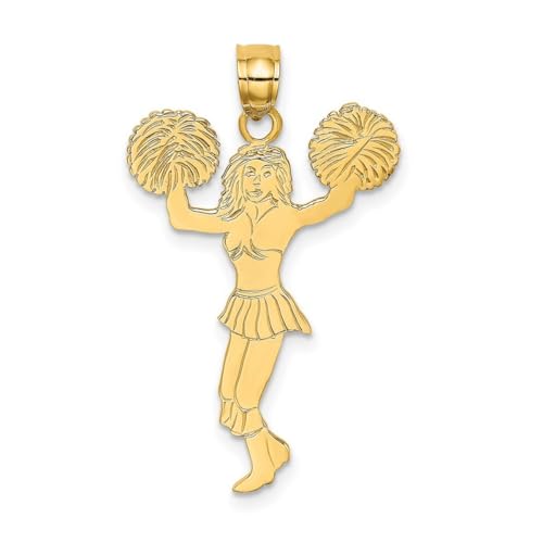 18,8 mm Gold Cheerleader mit Pompons Charm Anhänger Halskette Schmuck für Damen von JewelryWeb