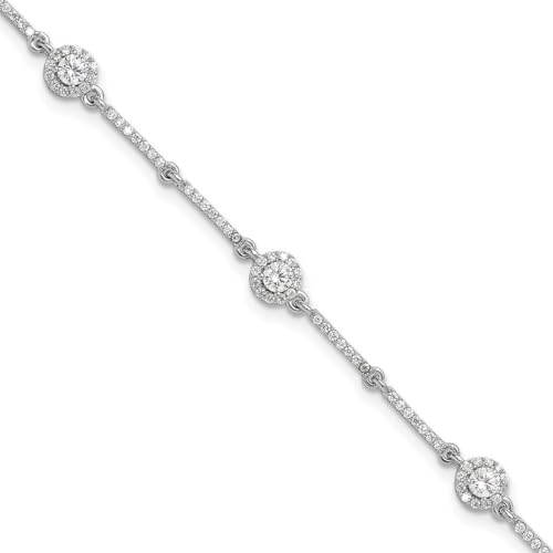 5,25 mm 925er-Sterlingsilber, rhodiniert, Zirkonia, simulierter Diamant, mit 2,5 cm Verlängerungsarmband, Schmuck für Damen, 18 cm, Zirkonia von JewelryWeb