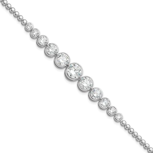 5,25 mm 925er Sterlingsilber, rhodiniert, poliert, abgestufter Zirkonia, simulierter Diamant-Armband, Schmuck für Damen, 18 cm, Zirkonia von JewelryWeb