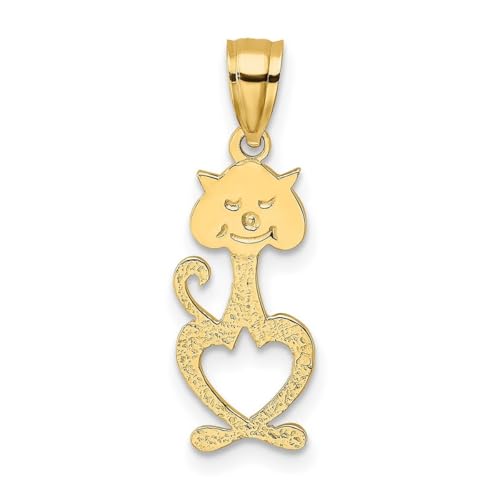 8 mm 14 Karat Gold Katze ausgeschnitten und graviert Charm Anhänger Halskette Schmuck für Frauen, One Size, Metall Goldfarben Aus Metall, Kein Edelstein von JewelryWeb