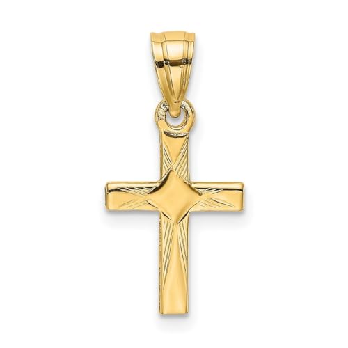 9 mm 14 Karat Gold Mini religiöser Glaube Kreuz mit Diamantform Zentrum Schmuck für Frauen, One Size, Diamant Metall Diamanten Goldfarben Aus Metall, Kein Edelstein von JewelryWeb