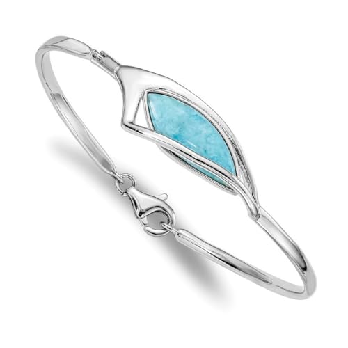 925 Sterlingsilber, rhodiniert, Larimar mit Verschluss, Manschette, stapelbar, Armreif, Armband, Maße: 12,5 mm breit, Schmuckgeschenk für Frauen, Metall, Zirkonia von JewelryWeb