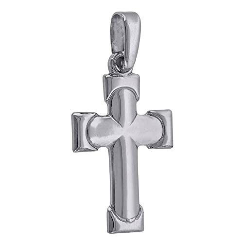 925er Sterlingsilber, Unisex, Zirkonia, künstlicher Diamant, Kreuz, religiöser Charm-Anhänger, Halskette, Maße: 37,4 x 32,6 mm breit, Schmuck für Damen, One Size, Cubic Zirkonia Edelstein Metall, von JewelryWeb