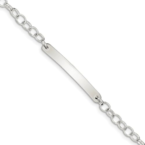 925er Sterlingsilber, massiv, poliert, gravierbar, ausgefallener Karabinerverschluss, klein, oval, Rolo-Glieder-ID-Armband, Karabinerverschluss, misst 4 mm breit, Schmuck für Damen – 20 cm von JewelryWeb