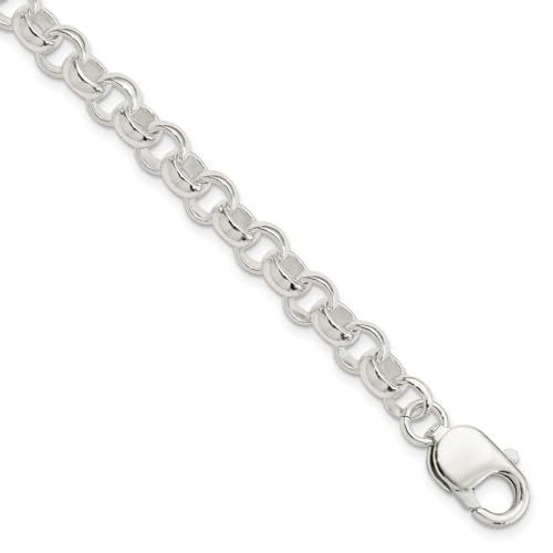 925er Sterlingsilber, poliert, ausgefallenes Gliederarmband, Karabiner, misst 7 mm breit, Schmuck für Damen – Längenoptionen: 19 - 22 von JewelryWeb