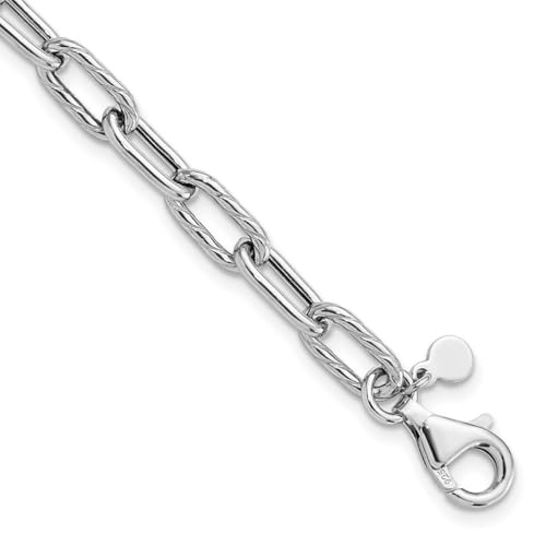 925er-Sterlingsilber, rhodiniert, poliert und strukturiert, mit 2,5 cm Verlängerung, BH-Schmuck für Damen, 18 cm von JewelryWeb