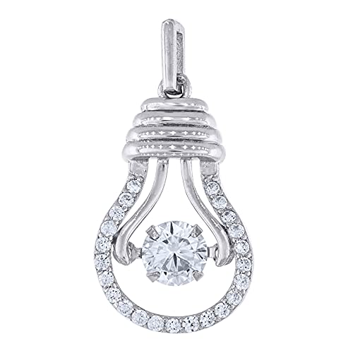 925er-Sterlingsilber für Damen, Zirkonia, künstlicher Diamant, modischer Charm-Anhänger, Halskette, Maße: 20,7 x 12 mm breit, Schmuck für Frauen, One Size, Zirkonia Metall Zirkonia Edelstein Aus von JewelryWeb