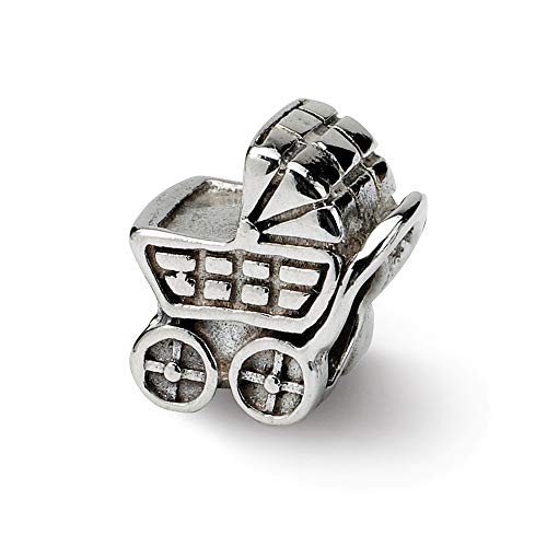 Anhänger aus 925er-Sterlingsilber, mit Aufschrift "Reflections", Kinderwagen-Anhänger, Halskette, Maße: 11,82 x 8,18 mm breit, Schmuck für Damen, Silber, Einheitsgröße von JewelryWeb