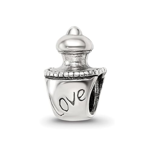 Anhänger aus 925er-Sterlingsilber, mit Aufschrift "Reflections Love", Parfümflaschen-Anhänger, Halskette, Maße: 11,82 x 7,27 mm breit, Schmuck für Damen, Silber, Einheitsgröße von JewelryWeb