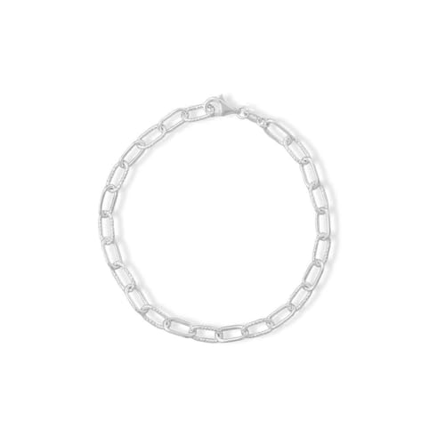 Armband aus 925er-Sterlingsilber, 8 glatte und strukturierte Glieder, Büroklammerkette, abwechselnd 5,3 mm, 1 Schmuck für Damen, 20 cm von JewelryWeb