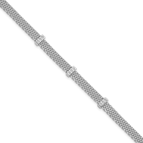 Armband aus 925er-Sterlingsilber, rhodiniert, Zirkonia, künstlicher Diamant, 6,65 mm breit, Schmuck für Damen, 20 cm, Zirkonia von JewelryWeb