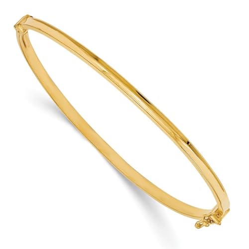 Armreif, 3 mm, 14 Karat Gelbgold, poliert, Scharnier, stapelbar, Schmuck für Damen, One Size, Metall Gelbgold Goldfarben Metall Gelbgold, Kein Edelstein von JewelryWeb