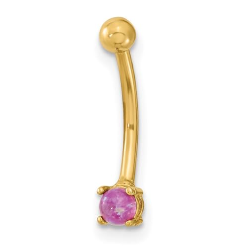 Augenbrauenring aus 14 Karat Gold, 16 Gauge mit rosa Zirkonia, künstlicher Diamant, 16,47 x 3,34 mm breit, Schmuck für Damen, One Size, Zirkonia Edelstein Zirkonia Edelstein Goldfarben, Zirkonia von JewelryWeb