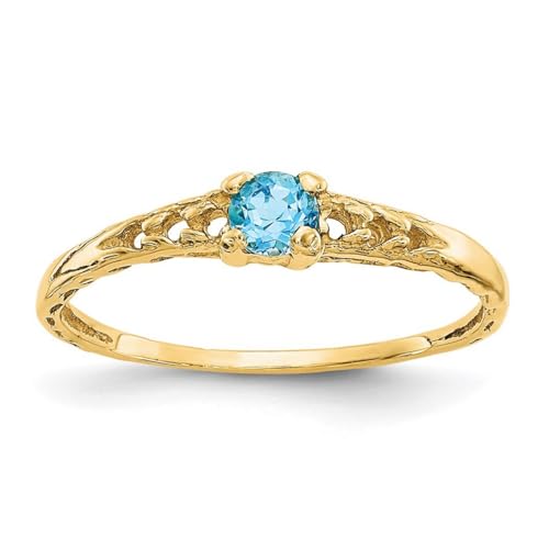 Babyring aus 14-karätigem Gelbgold, poliert, 3 mm, blauer Zirkon, US-Größe 3,00, One Size, Metall Edelstein Goldfarben Metall:, Blauer Zirkon Zirkon von JewelryWeb